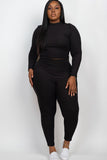 Plus Ribbed Mock Neck Long Sleeve Top&Leggings Set