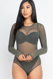 Mesh shirt Sheer blouse Long Sleeves Bodysuit