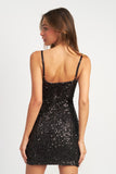 SPAGHETTI STRAP SEQUIN MINI DRESS